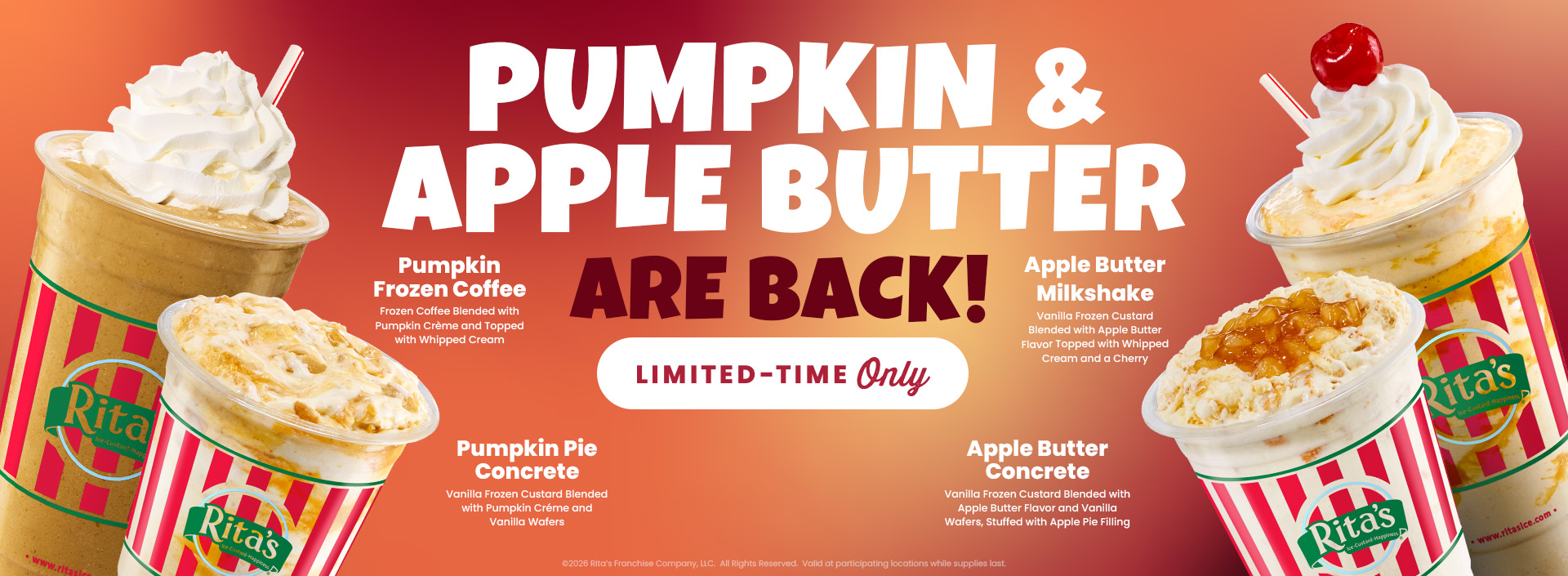 Rita's Pumpkin and Apple Butter Flavors